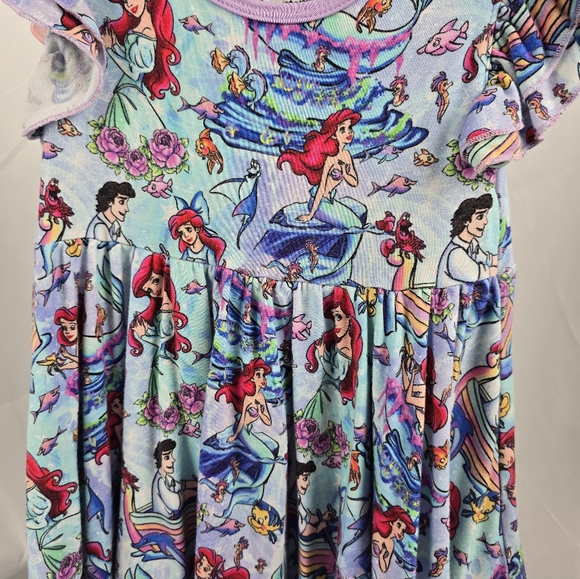 Disney Ariel and Friends Girls Dress with Purple Bloomers 18-24mo - Picture 2 of 7
